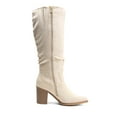 thumbnail image 6 of BURUDANI Women's Suede Knee High Boots Pointed Toe Comfortable Chunky Block Heel Side Zipper Riding Boots Beige Size 11, 6 of 7