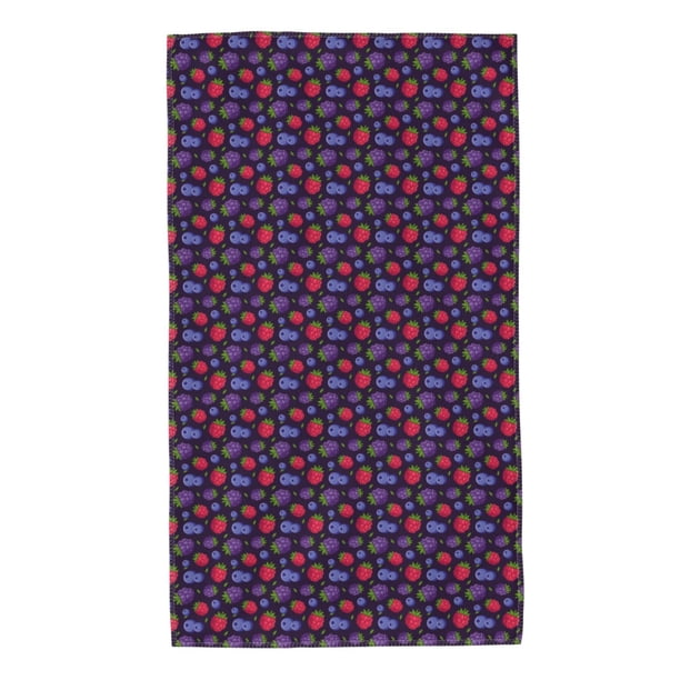 Balery Blackberries Toalla de Microfibra Premium con Estampado – 27.5x16 pulgadas, Alta Absorción, Suave y Aterciopelada, Secado Rápido
