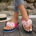 thumbnail image 4 of DAFEI Thick Soled Wedge Color Block Slip Outdoor Flip Flop Women's Rhinestone Thong Sandals, 4 of 7