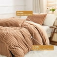 thumbnail image 6 of JOLUSERE Khaki Fluffy Striped Duvet Cover King Set, 3-Piece Super Soft Faux Rabbit Fur Winter Warm Fuzzy Comforter Cover, 6 of 15