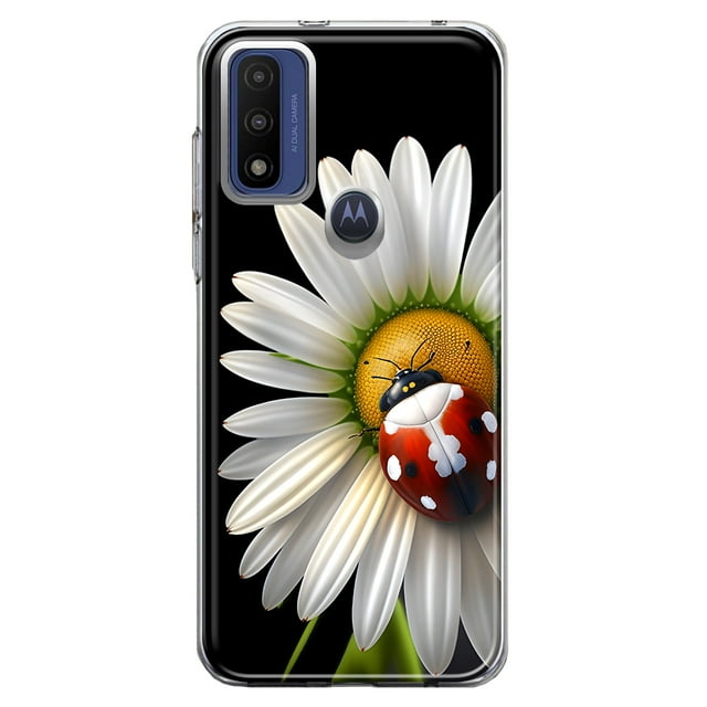MUNDAZE Motorola Moto G Pure Cute White Daisy Red Ladybug Double Layer Phone Case Cover