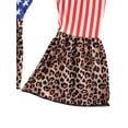 thumbnail image 7 of Aojekbee Girls Independence Day Clothes Set, Floral Embroidery Tops+Leopard Print Flared Trousers+Headband, 7 of 7