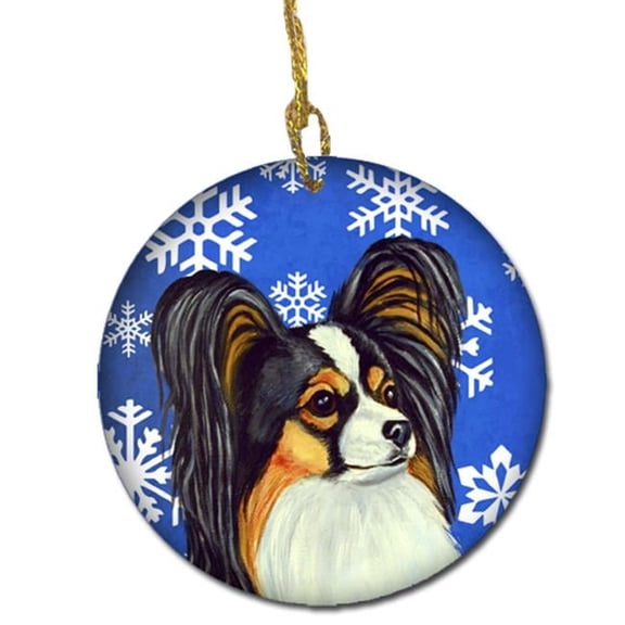 Papillon Winter Snowflake Holiday Ceramic Ornament