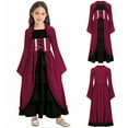 thumbnail image 7 of iiniim Big Girls Medieval Princess Dress Renaissance Gothic Vampire Queen Bell Long Sleeve Party Gown Mahogany 10, 7 of 7
