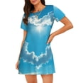 thumbnail image 4 of Salouo Heart Shaped Cloud Print Short Sleeve Sleepshirt for Womens Comfy Nightgown Scoopneck Cute Nightdress Ruffle -Small, 4 of 7