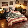 thumbnail image 2 of Manfei Retro Soldier Boots King Bedding, Distressed US Flag King Bed in a Bag, Red White Blue, Black Reversible 7pcs, 2 of 6
