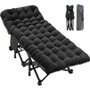 Slsy Oversized XXL Folding Camping Cot, Portable Folding Cots Folding Bed for Adults, Heavy Duty Outdoor Sleeping Cot Guest Bed with 2 Sided Mattress & Carry Bag