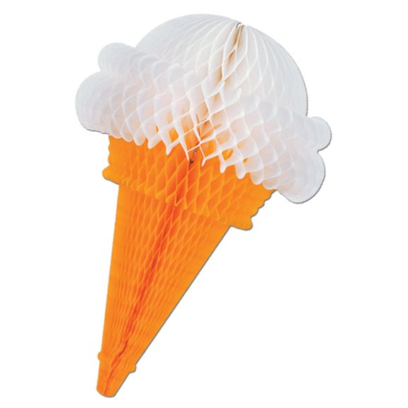 Party Central Club Pack of 12 Orange and White Honeycomb Ice Cream Cone Hanging Decorations 15.5"
