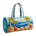 thumbnail image 2 of Quilted Embroidered Travel Duffel Bag 16x8x8 Inch, Compact Overnight Bag with Padded Handles, Gym Yoga Tote, Vacation Carry-On Bag, 2 of 8