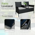 thumbnail image 4 of Devoko Outdoor Patio Loveseat Modern Rattan Patio Conversation Furniture Set with Cushions & Built-in Coffee Table Porch Furniture for Garden Lawn Backyard, Gray, 4 of 7