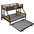 thumbnail image 3 of ATOPCORP Twin Over Full Metal Bunk Bed with Trundle for Teens Adults, Metal Frame with 2-Side Ladder, Full-Length Guardrail, Under Bed Storage, Noise-Free, Easy Assembly - Black, 3 of 6