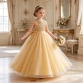 thumbnail image 2 of SUXIAN Dress for Girls Starry Sequin Evening Sleeveless Party Gown Elegant Occasions Toddler Girl Dress Beige 9-10 Years, 2 of 3