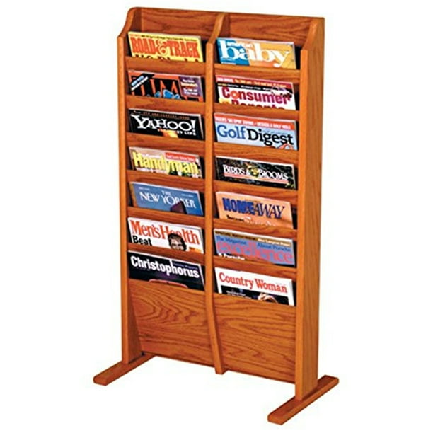 Cascade? Free Standing 14 Pocket Magazine RackFinishMedium Oak