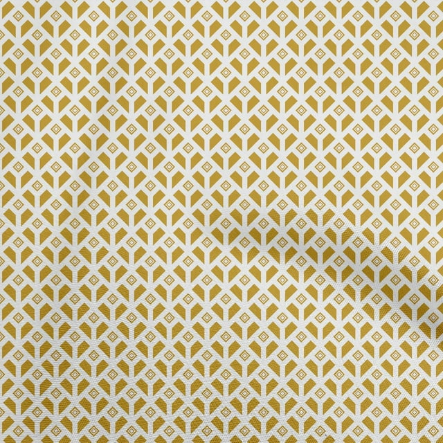 oneOone Polyester Spandex Mustard Yellow Fabric Geometrical Sewing Craft Projects Fabric Prints By Yard 56 Inch Wide