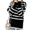 thumbnail image 7 of EFINNY Women's Striped Sweater Turtleneck Knitted Pullover Casual Autumn Winter Long Sleeve Sweater, 7 of 7