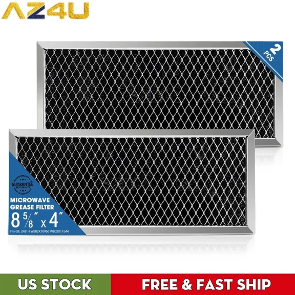 AZ4U 2 Pack JX81H WB02X10956 WB02X11544 WB2X10956 Microwave Charcoal Filter Compatible with GE Microwave Vent Filter, Samsung Carbon Filter - 4" x 8-5/8"