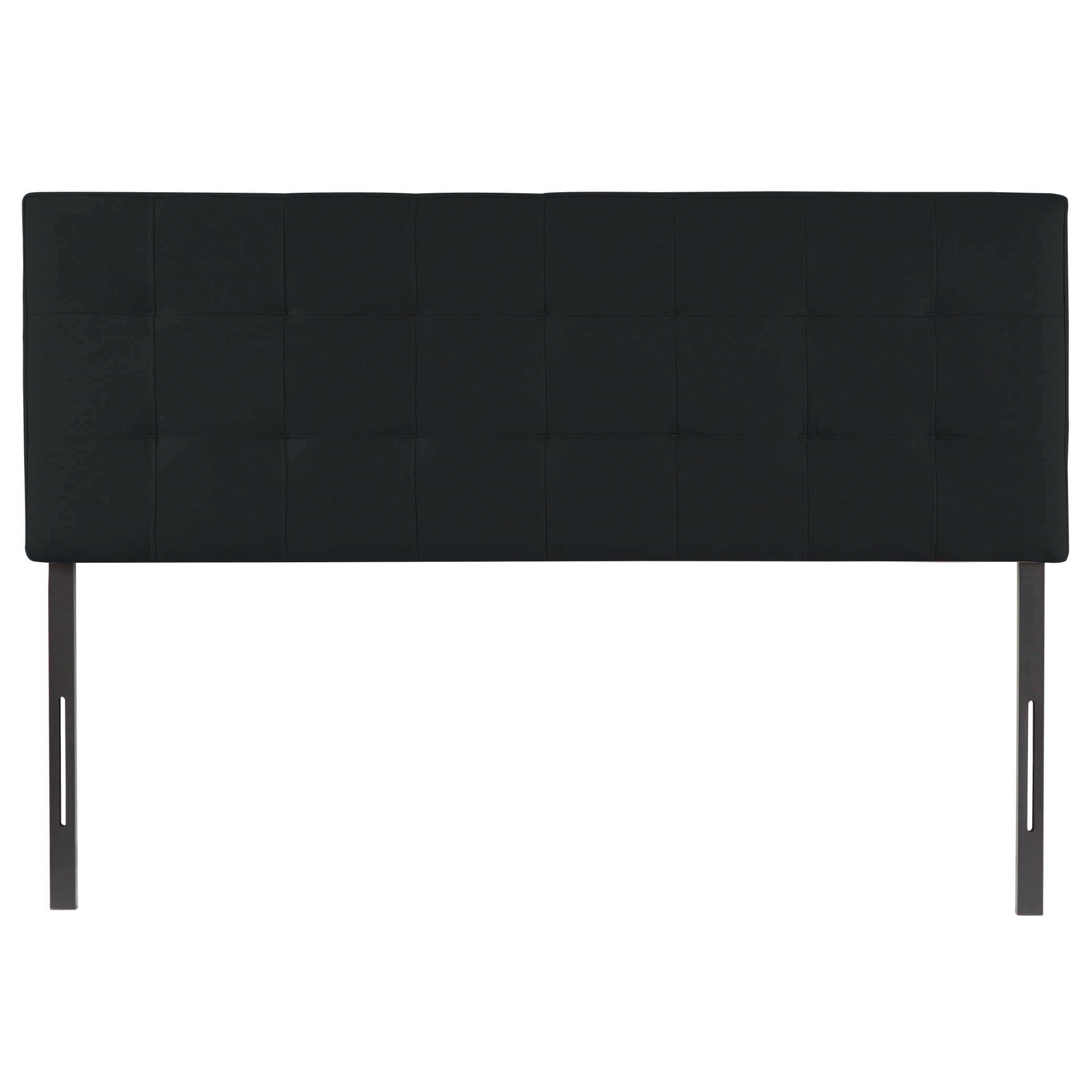 Jessenia Full size headboard only, Height Adjustable Full Size Bed Headboard, Square Tufted Headboard with 12 Positions, Metal Legs, Wall/Bed Mount, Linen Fabric headboard Full in Black
