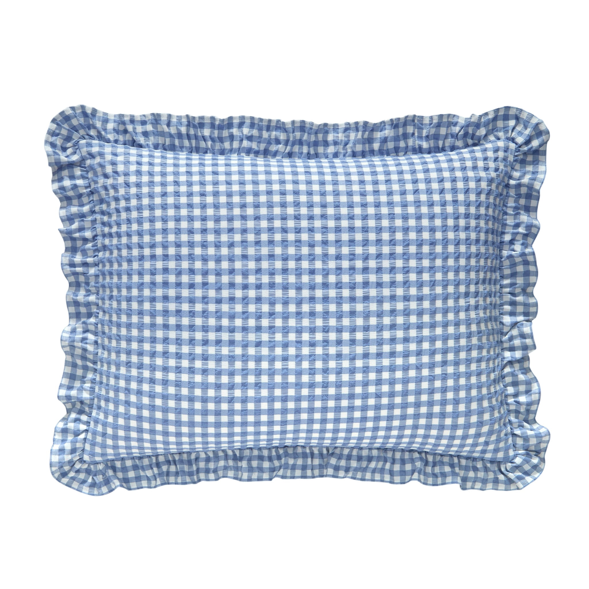 Mason & Craft 3 Piece Blue Gingham with Ruffle Comforter Set, Full/Queen