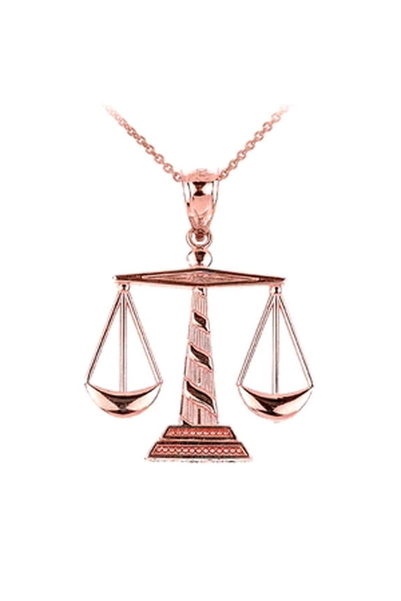 Polished Rose Gold Scales of Justice Pendant Necklace :  14K  Pendant with 18" chain