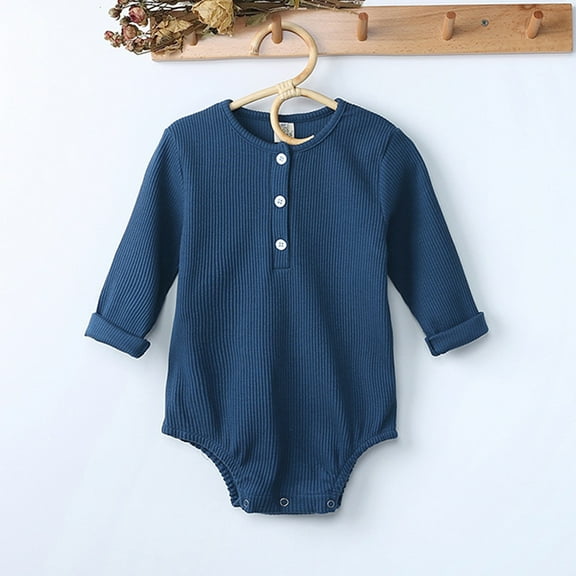 SDJMa Baby Rompers Newborn Infant Baby Girls Boys Solid Ribbed Romper Bodysuit Outfits Clothes