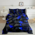 thumbnail image 2 of Erosebridal Ensembles de Literie Géométriques Chics Simple avec Couette, Insert de Couette Noir Bleu, Ensembles de Couette Réversibles Triangle Néon Taille Simple, Déco de Chambre Ultra Douce, 2 Pcs, 2 of 8