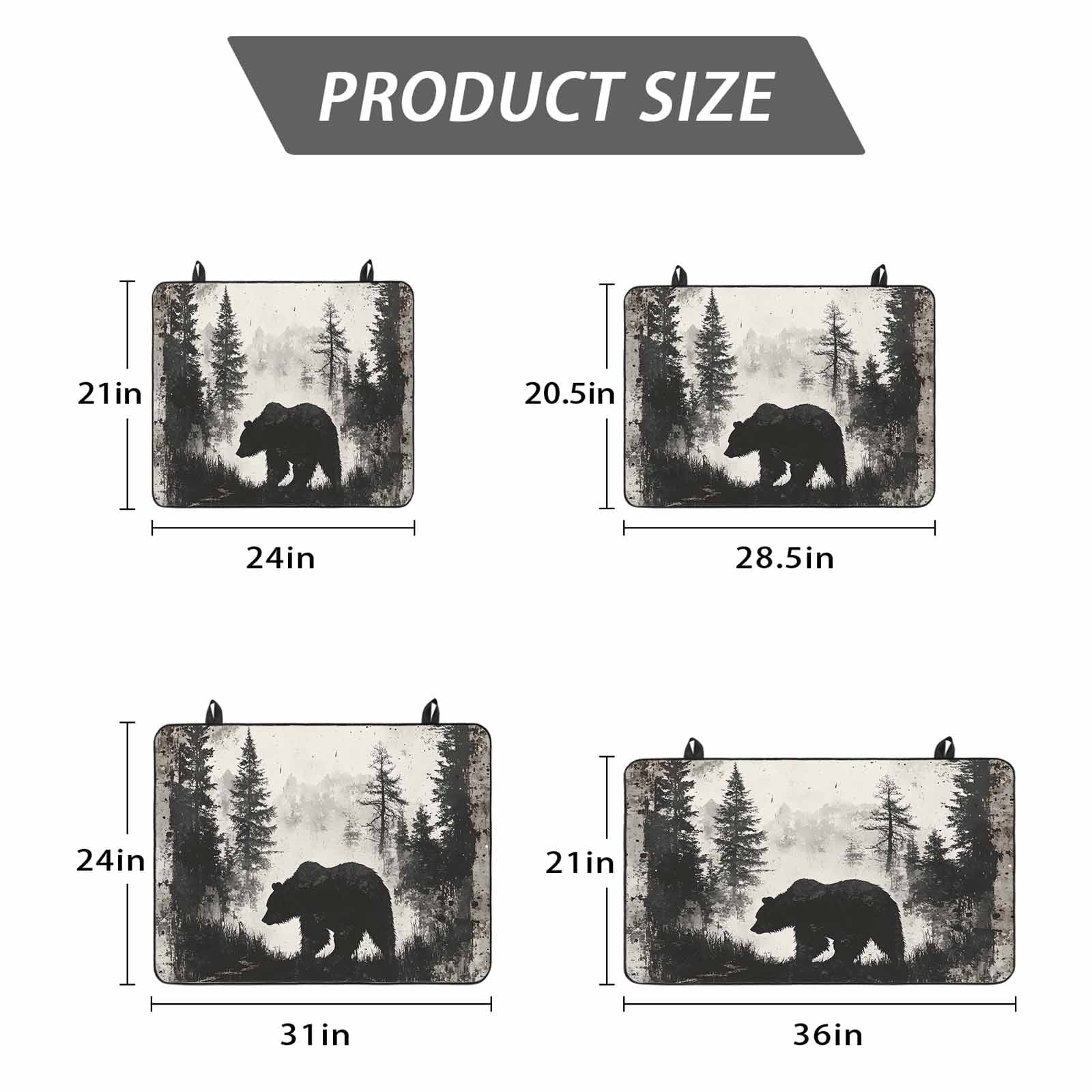 Forest Bear Stove Top Cover for Electric Stove, Heat-proof & Non Slip Glass Top Stove Cover Protector, Retro Modern Art Nature Tree Greyscale Kitchen Flat Cooktop Rubber Mat 24x21 Inches