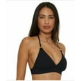thumbnail image 2 of Becca Women's Black Modern Edge Textured Rib Halter Bikini Top S, 2 of 3