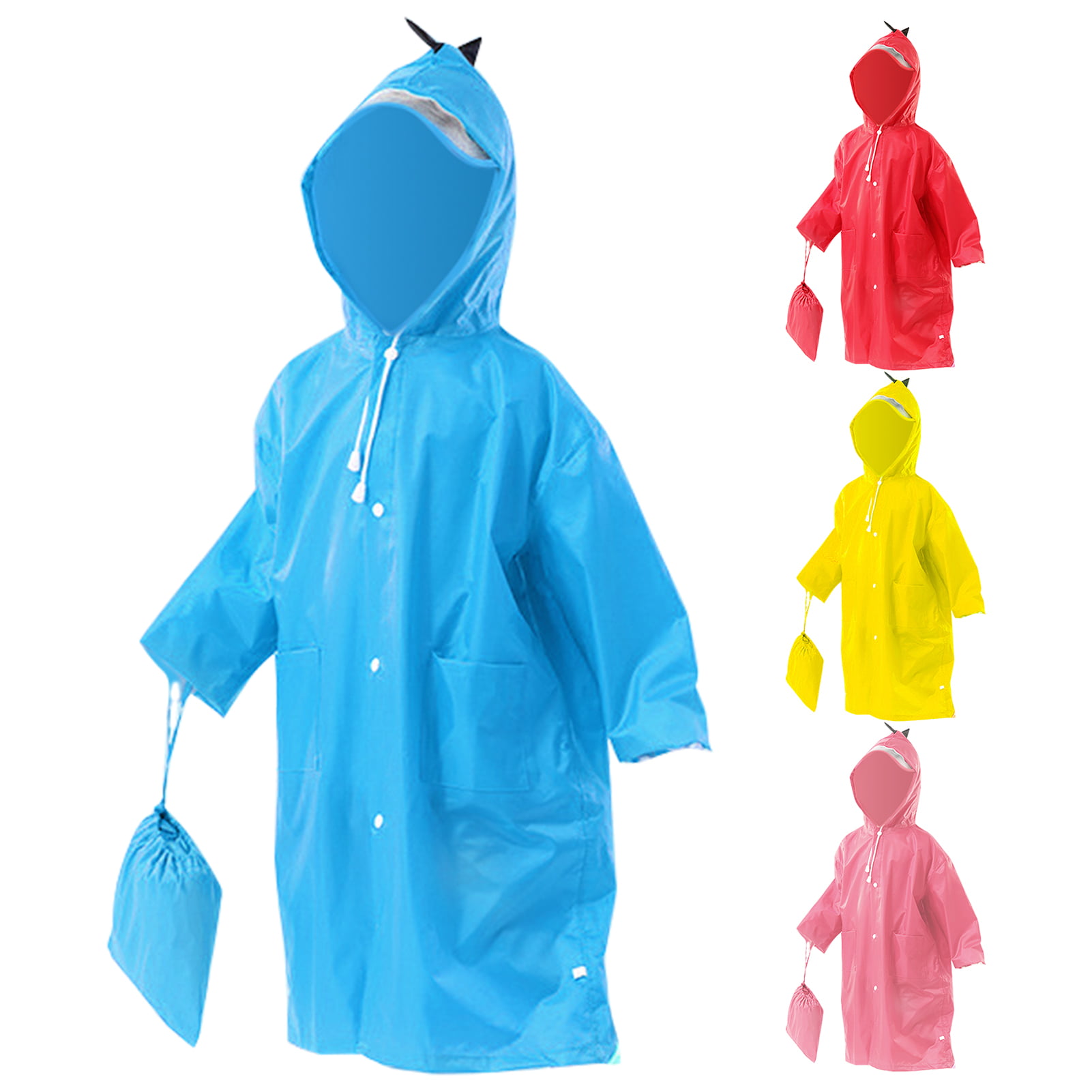Kids Boy Girl Raincoat Rain Jacket Dinosaur Lightweight Rainwear Coat Slicker US 