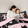 thumbnail image 6 of Feelyou Girly Pink Bow Full Size Comforter Sets, Monogrammed P Bedding Comforter Set, Initial A to Z Letter Bedding Sets, Lightweight Bedroom Decorative, 3pcs, 6 of 9