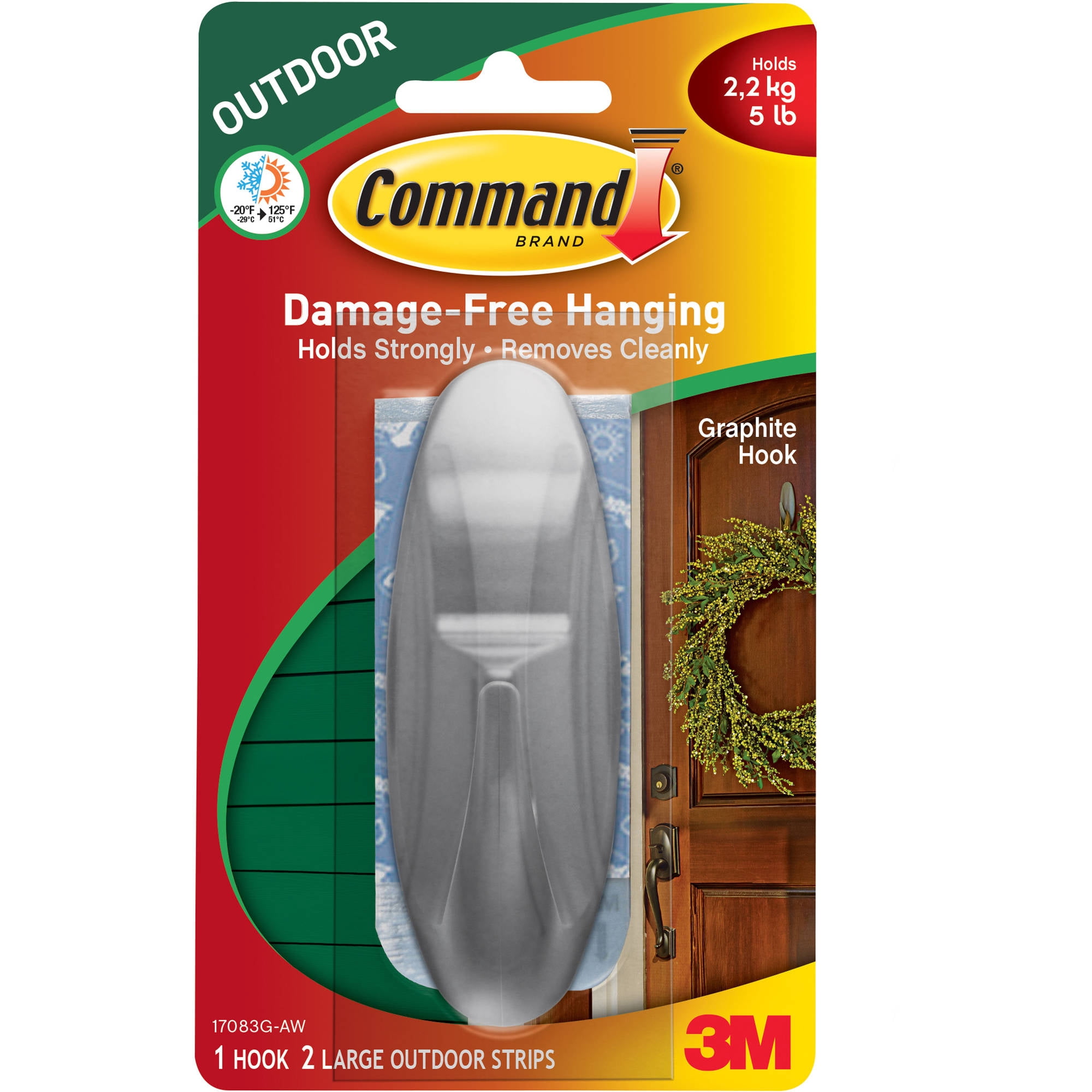 Command Outdoor Graphite Designer Hook Large 1 Hook 2 Strips truly The Stylish  Outdoor Command Hooks For Brick for Your house