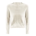 thumbnail image 3 of Women's Mock Neck Sweater, Soft Worsted Yarn Knit Pullover Top with Long Sleeve Comfort Fit, Breathable Lightweight Design for Spring Summer Fall, Daily Casual Wear and Outdoor Activities Beige L, 3 of 3