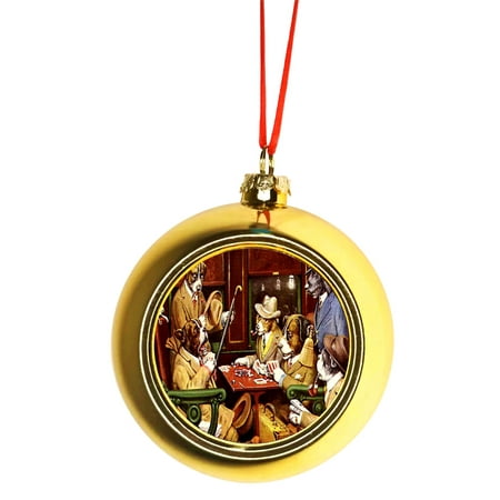 C M Coolidge S Dogs Playing Poker Painting Bauble Christmas