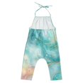 thumbnail image 3 of Girls' Jumpsuits Rompers Summer Casual Sleeveless Rompers With Pockets Spaghetti Strap Romper Beautiful Watercolor Stars 4T, 3 of 7