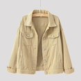 thumbnail image 1 of Women Spring And Autumn Coats Warm Solid Long Sleeve Denim Jacket Outerwear, 1 of 5