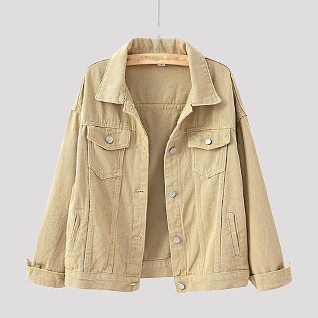 Women Spring And Autumn Coats Warm Solid Long Sleeve Denim Jacket Outerwear