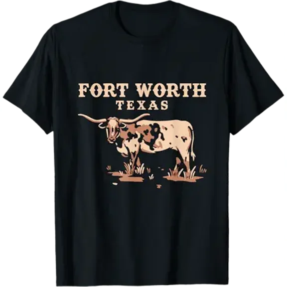 Vintage Bull Graphic Fort Worth Texas Souvenir T-Shirt