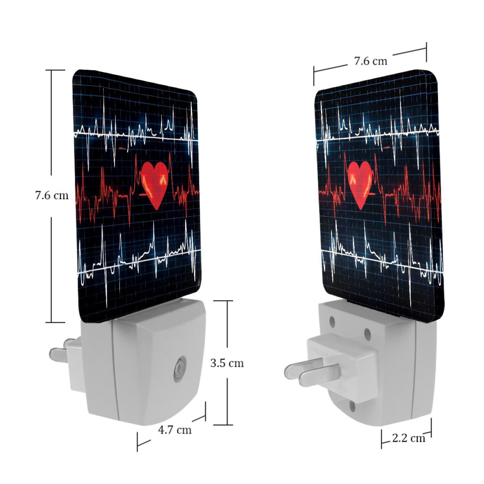 PhooArto Lifeline Heart Heartbeat Pattern Plug in LED Night Light Auto Sensor Dusk to Dawn Decorative Night for Bedroom, Bathroom, Kitchen, Hallway, Stairs, Baby's Room, Energy Saving