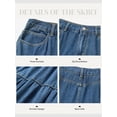 thumbnail image 5 of EMMIOL Women's High Waisted Tiered Denim Maxi Skirt Vintage A-Line Swing Jean Skirt with Pockets Casual Boho Style, 5 of 10