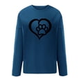 thumbnail image 4 of Lovskoo 2024 Women Plus Size Dog Mom Sweatshirt Dog Mama Pullover Cute Dog Paw Graphic Tee Novelty Letter Print Long Sleeve Shirt Blue, 4 of 5