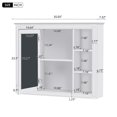 thumbnail image 5 of GZXS Wall-Mounted Bathroom Medicine Cabinet with Mirror, Adjustable Interior Shelf & 6 Open Compartments – 35" x 27.5" Storage Cabinet for Vanity, Bathroom, Bedroom (White), 5 of 8