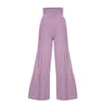 thumbnail image 4 of Lilgiuy Women's Fashion Casual High Waist Elastic Waist Solid Color Ruffle Wide Leg Long Pants for Fishing Outdoor Activities, 4 of 4
