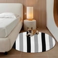 thumbnail image 3 of Black Gray Striped Round Area Rug 5ft, Farmhouse Stripe Art Washable Non-Slip Circle Rugs for Bedroom Living Room Kitchen, Soft Low Pile Carpet for Dining Room Playroom Nursery, 3 of 9