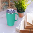 thumbnail image 5 of 17 oz Coffee Mug with Handle, Double Powder Coated Insulated Travel Coffee Cup for Cold & Hot Drinks, Pinkish Green, 5 of 7