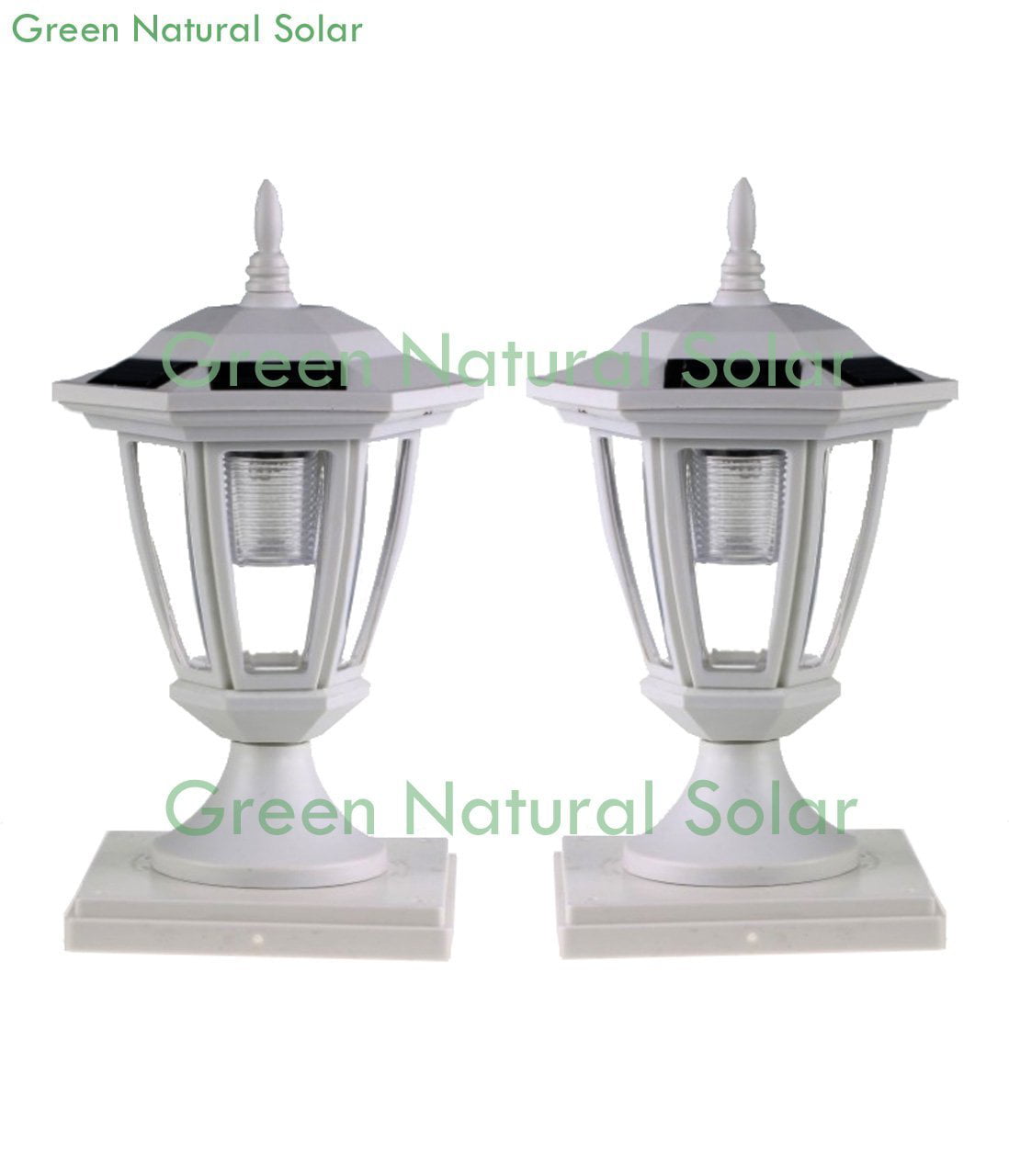 2-Pack BLACK Solar Hexagon Post Cap Lights with WHITE LEDS for 6X6 Fence Post 