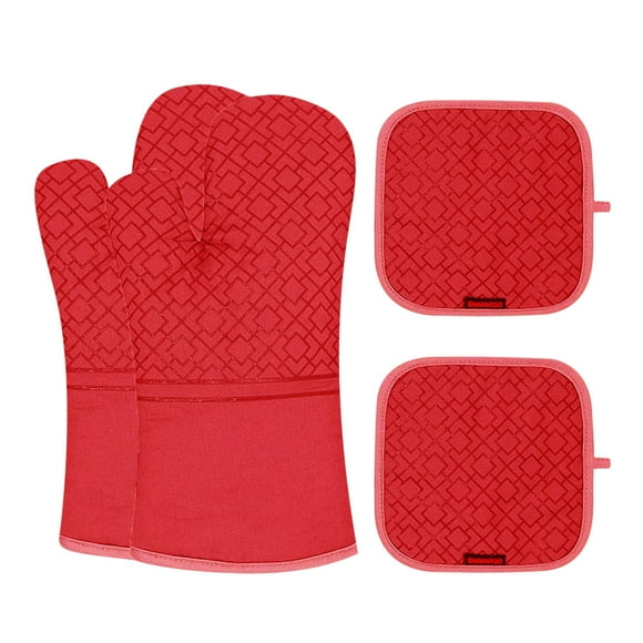 TIMIFIS Thermal Insulation Products Kitchen Cooking Microwave Oven Gloves Glove Pot Pad Four-Piece Heat Protection Microwave Oven Supplies Kitchen Appliances