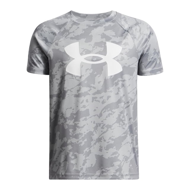 Remera Under Armour para Niños Tech con Logo Grande de Manga Corta Gris