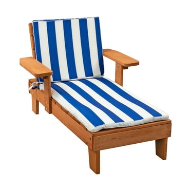 Homeware Children's Brown Wood Outdoor Chaise Lounge - with Cushion