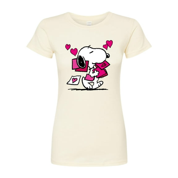 Peanuts - Snoopy Valentines Cards - Juniors Fitted Graphic T-Shirt