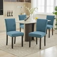 thumbnail image 2 of Dining Chairs Set of 6 Upholstered Parsons Diner Room Chair Sets Fabric Kitchen Chairs with Nailhead Trim/Sturdy Wood Legs and Padded Cushion Accent Chair Modern Living Room Chairs, Navy Blue, 2 of 8
