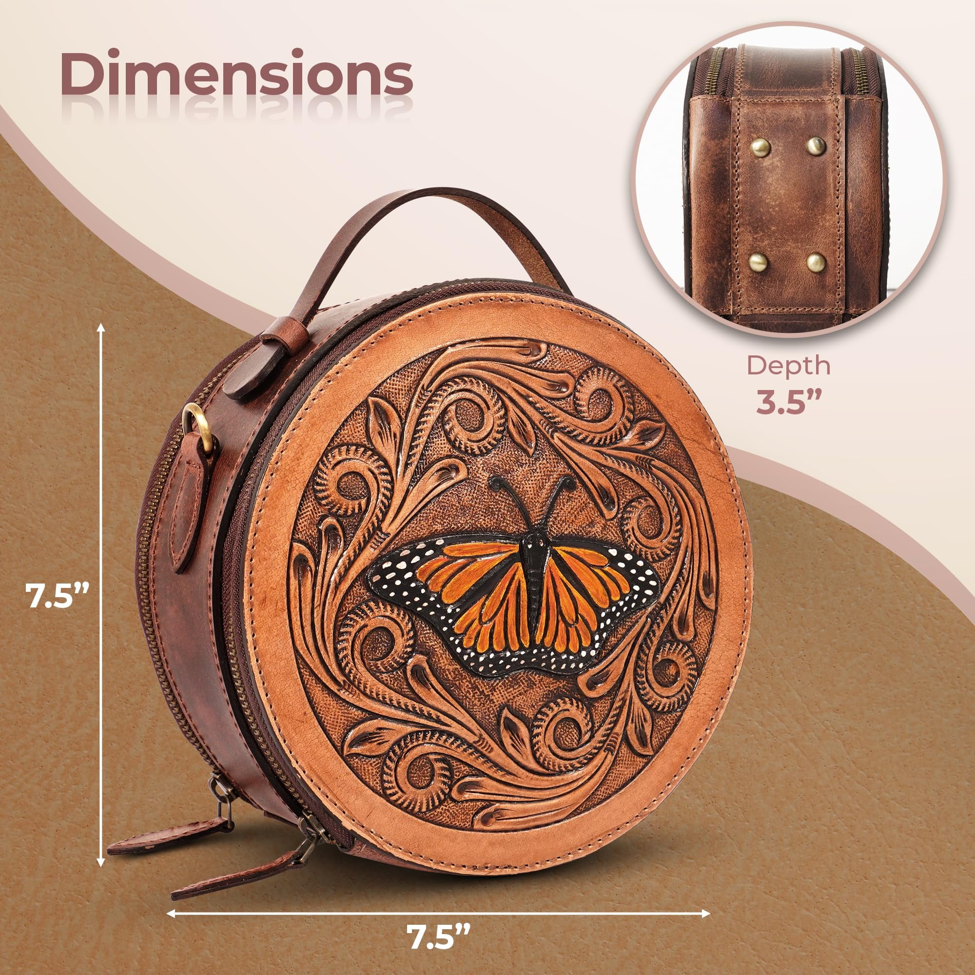 Vintage tooled leather butterfly - Gem